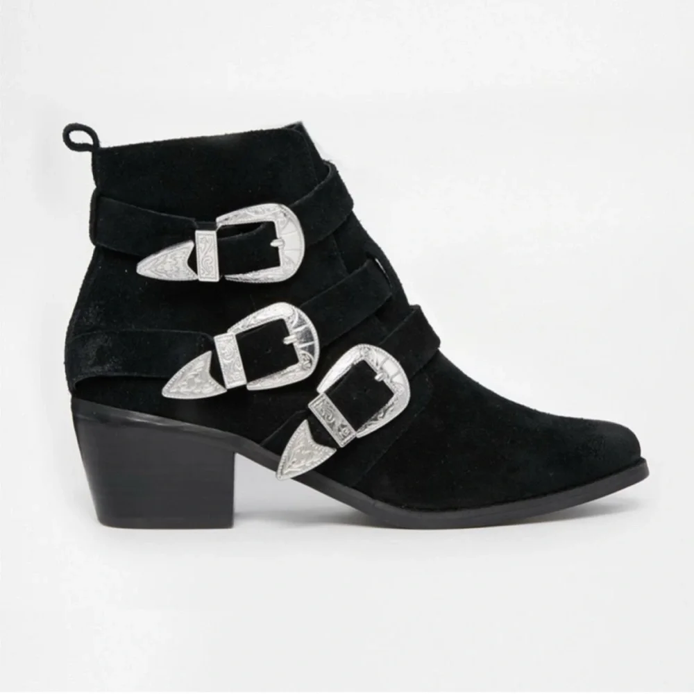 ASOS Rocker And Roller Western Buckle Ankle Boots Size 6. - Picture 2 of 13